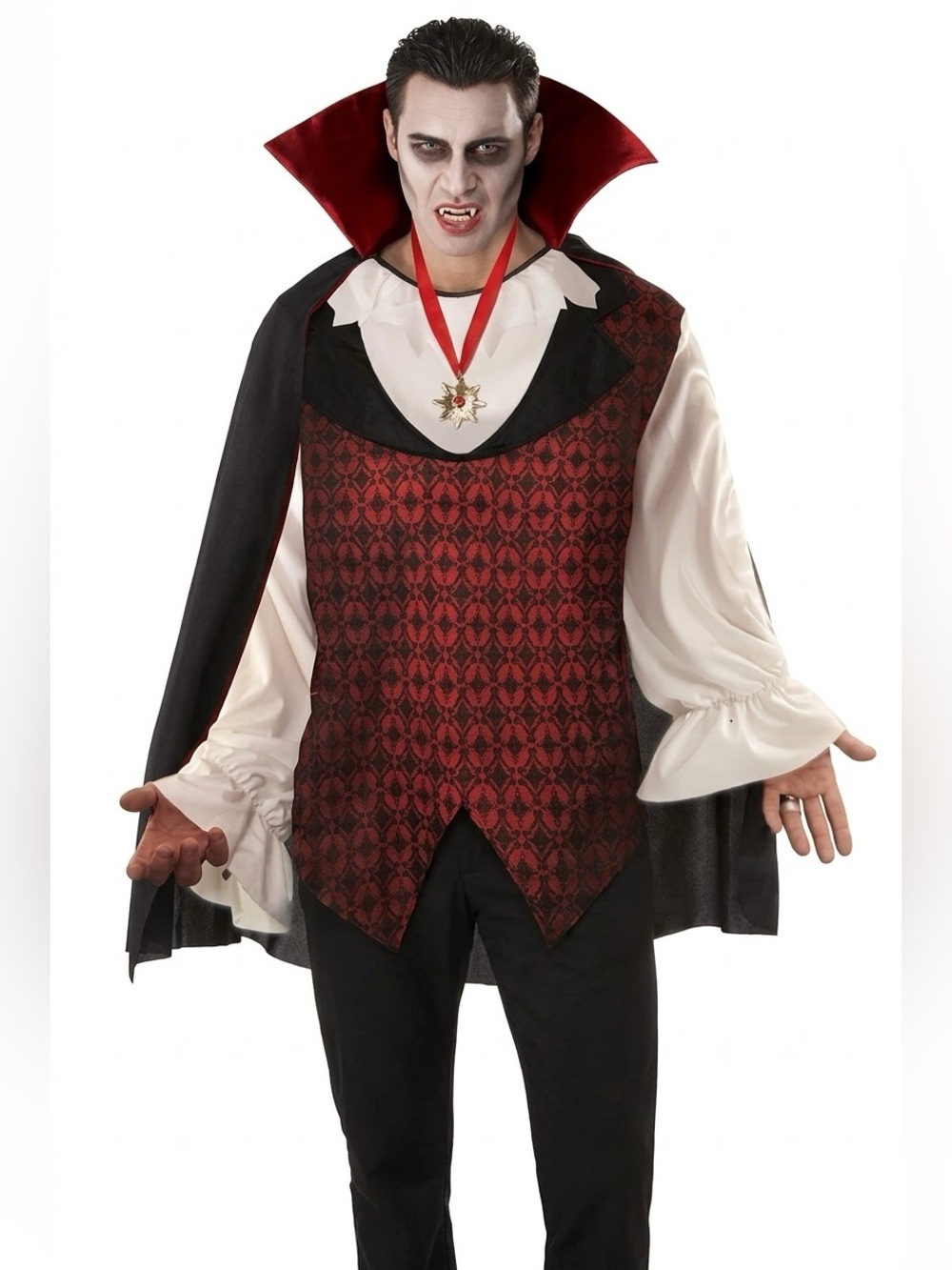 Way To Celebrate Men's Vampire Halloween Costume XL (40-42) 3 Piece Set